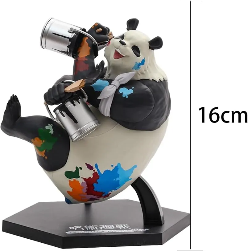 JJK Figure Panda Model, 16cm Painting Scene Anime Action Figure JJK Statue Handmade Collectible Desktop Figure Decoration Gifts