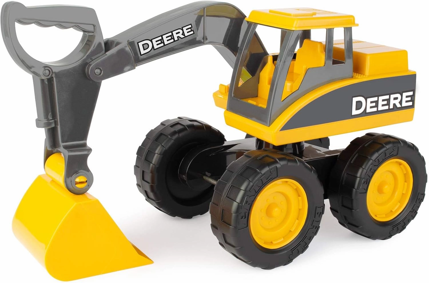 John Deere Big Scoop Construction Toy Excavator with Tilting Dump Bed and Rolling Wheels, 15 Inch