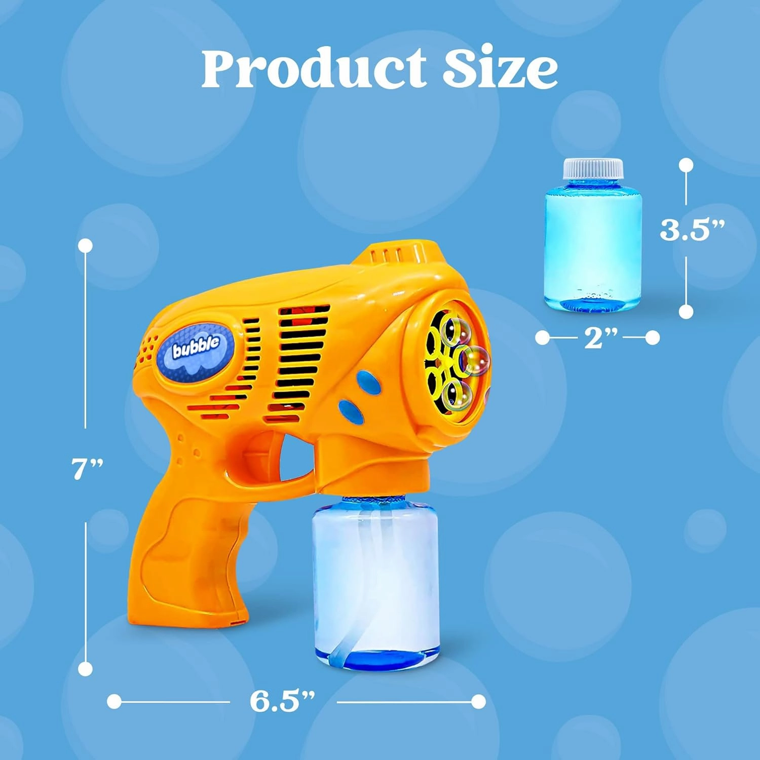 JOYIN 2 Bubble Guns with 2 Refill Solution (10 oz Total), Bubbles Maker, Blower for Kids, Toddlers, Outdoors Activity, Birthday Gift, Easter Basket Stuffers (Yellow Orange)