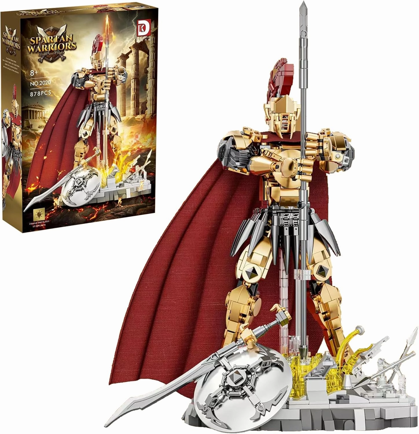 JRUTH Spartan Warrior Knight Building Set - Roman Soldier Armor Model with Battle Base, Ideal for Home Display, Birthday for Adults and Boys Age 12  (880 Pieces)