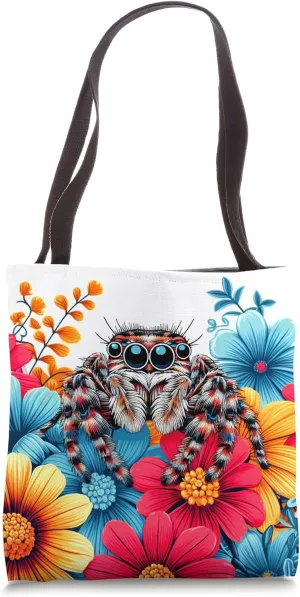 Jumping Spider On Flowers Exotic Spider Pet Lovers Tote Bag