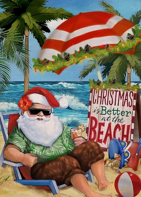 junyou Jigsaw Puzzles 500 Pieces for Adults Christmas is Better at The Beach Small Decorative Santa Xmas House Yard Coastal Winter Holiday Nautical Sea Hawaii Educational Game Toys