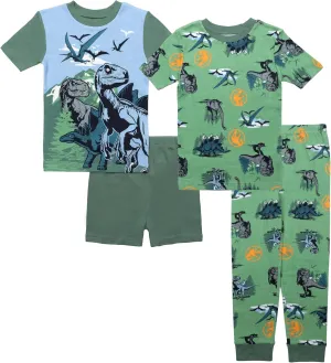 Jurassic World Boys' 4-Piece Snug-fit Cotton Pajama Set, Soft & Cute for Kids