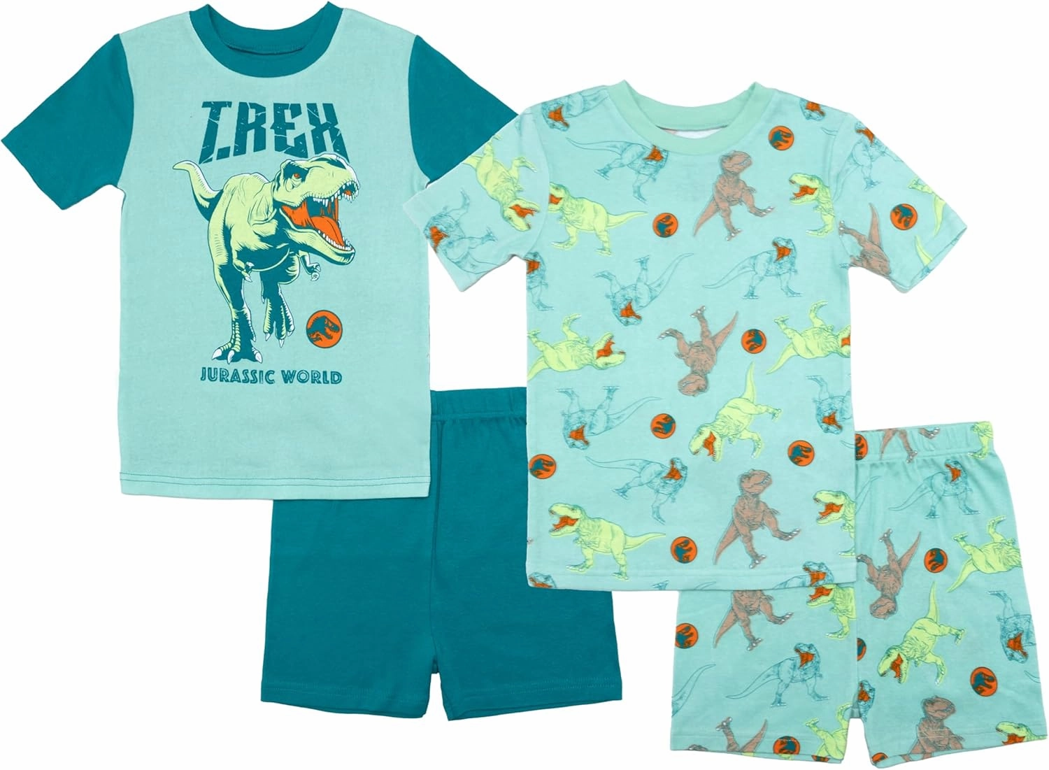 Jurassic World Boys' 4-Piece Snug-fit Cotton Pajama Set, Soft & Cute for Kids
