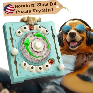 KADTC Dog Rotating Puzzle Games Toy Level 2 in 1 Centralized Food Dispensing Design Capacity 10.8 oz Slow Treat Puzzles Feeder Boredom Busters Puppy Mind Interactive Enrichment Mental Stimulation Toys