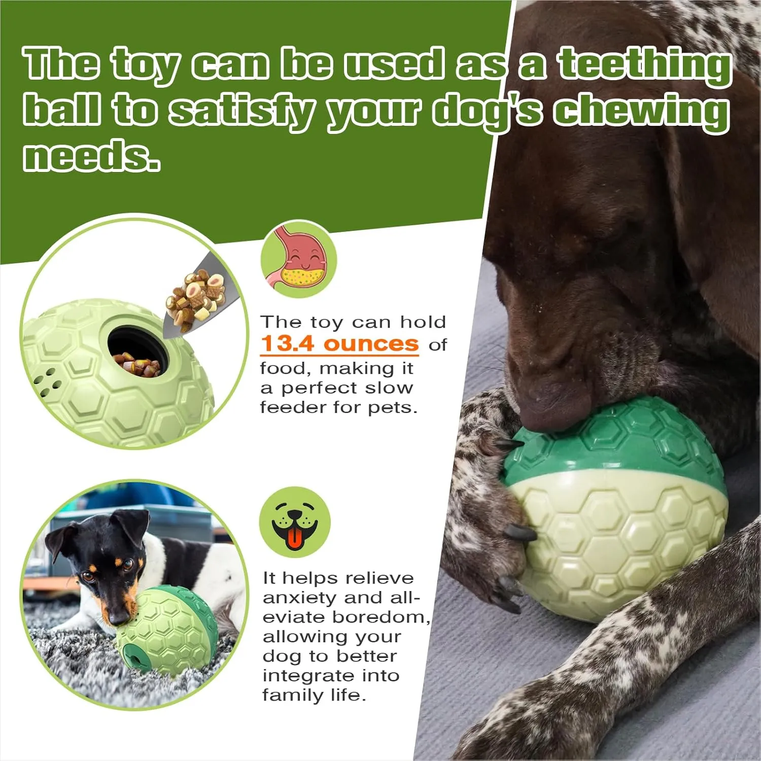 KADTC Treat Dispenser Roll Giggling Ball for All Breed Medium/Large Aggressive Chewers Food Dispensing Puzzle Toy Chew Teeth Balls Interactive Keep Them Busy Boredom Busters Puppy Enrichment Toys