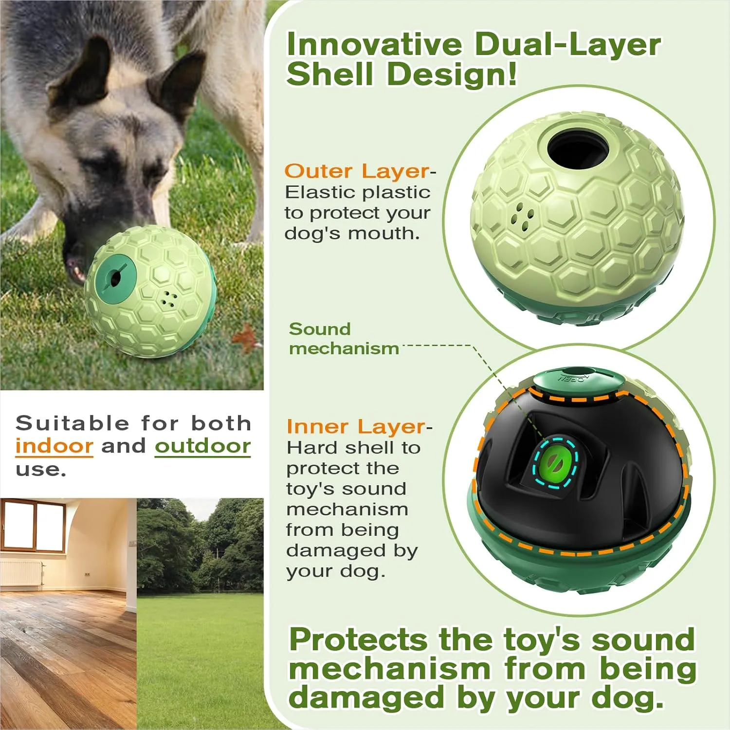 KADTC Treat Dispenser Roll Giggling Ball for All Breed Medium/Large Aggressive Chewers Food Dispensing Puzzle Toy Chew Teeth Balls Interactive Keep Them Busy Boredom Busters Puppy Enrichment Toys
