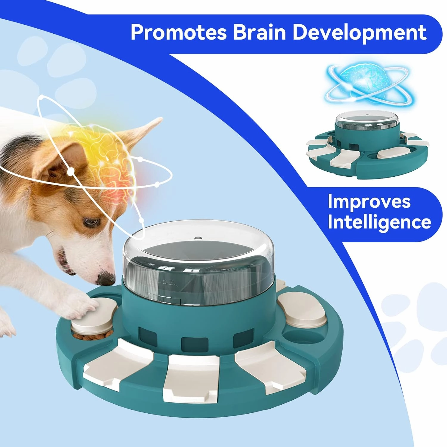 KADTC Dog Puzzle Toys w/Button Mind Games Level 2 in 1 Food Dispenser Slow Feeder Treat Puzzles Bowl Puppy Mental Stimulation Game Interactive Keep Busy Boredom Buster for Small/Medium/Large Dogs