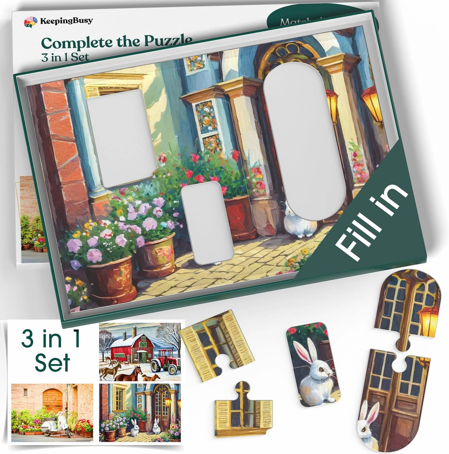 Keeping Busy Object Large Piece Puzzles for Seniors | 3 Pack | Dementia Activities for Seniors Game Solve in 3 Steps Dementia Products for Elderly Alzheimers Products for Elderly Alzheimers Activities