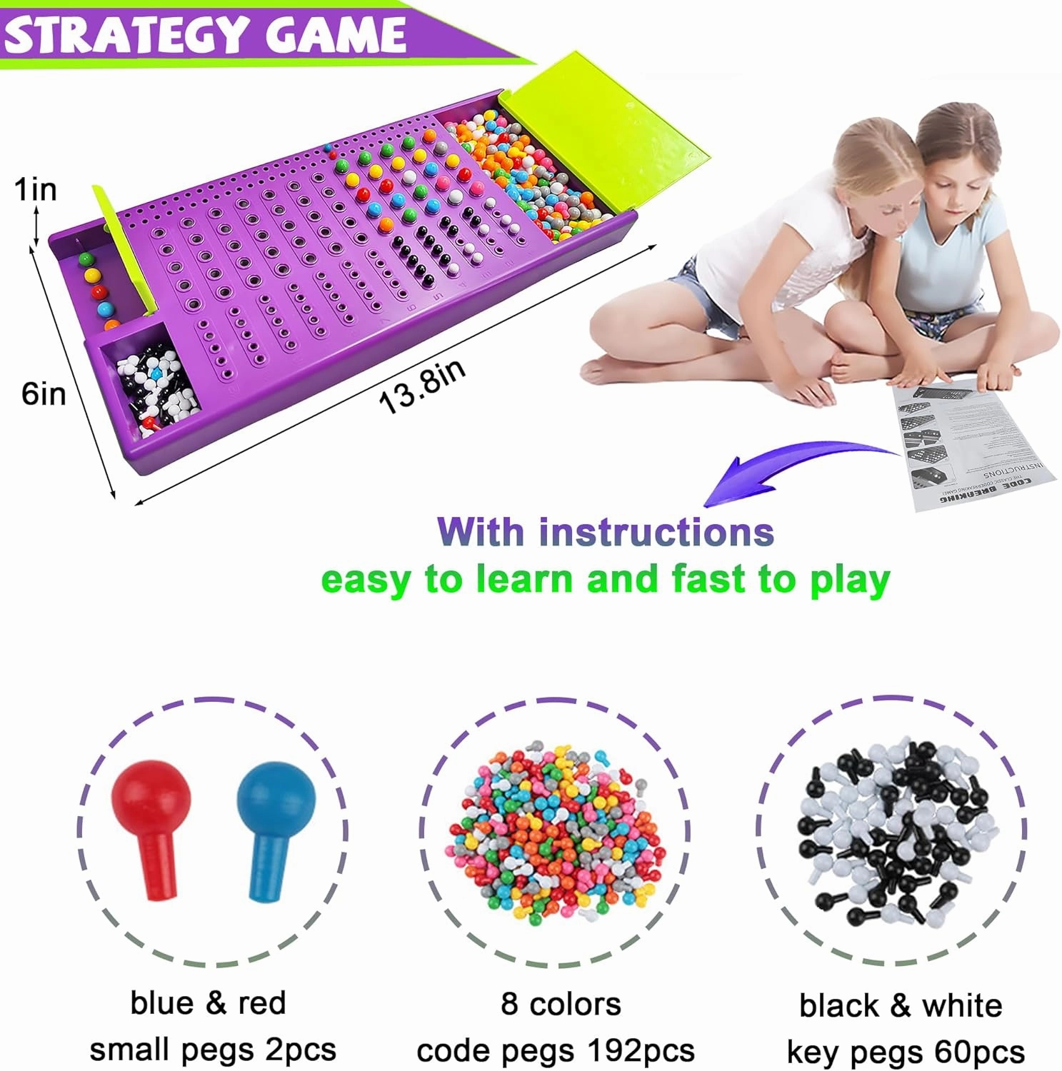 KIDAMI Code Breaker Board Game, Classic Codebreaking Codename Original Travel Board Game, Brain Puzzle Play Set - 2 Player Battle of Famliy Game, STEM Development Toys for Kids & Adults