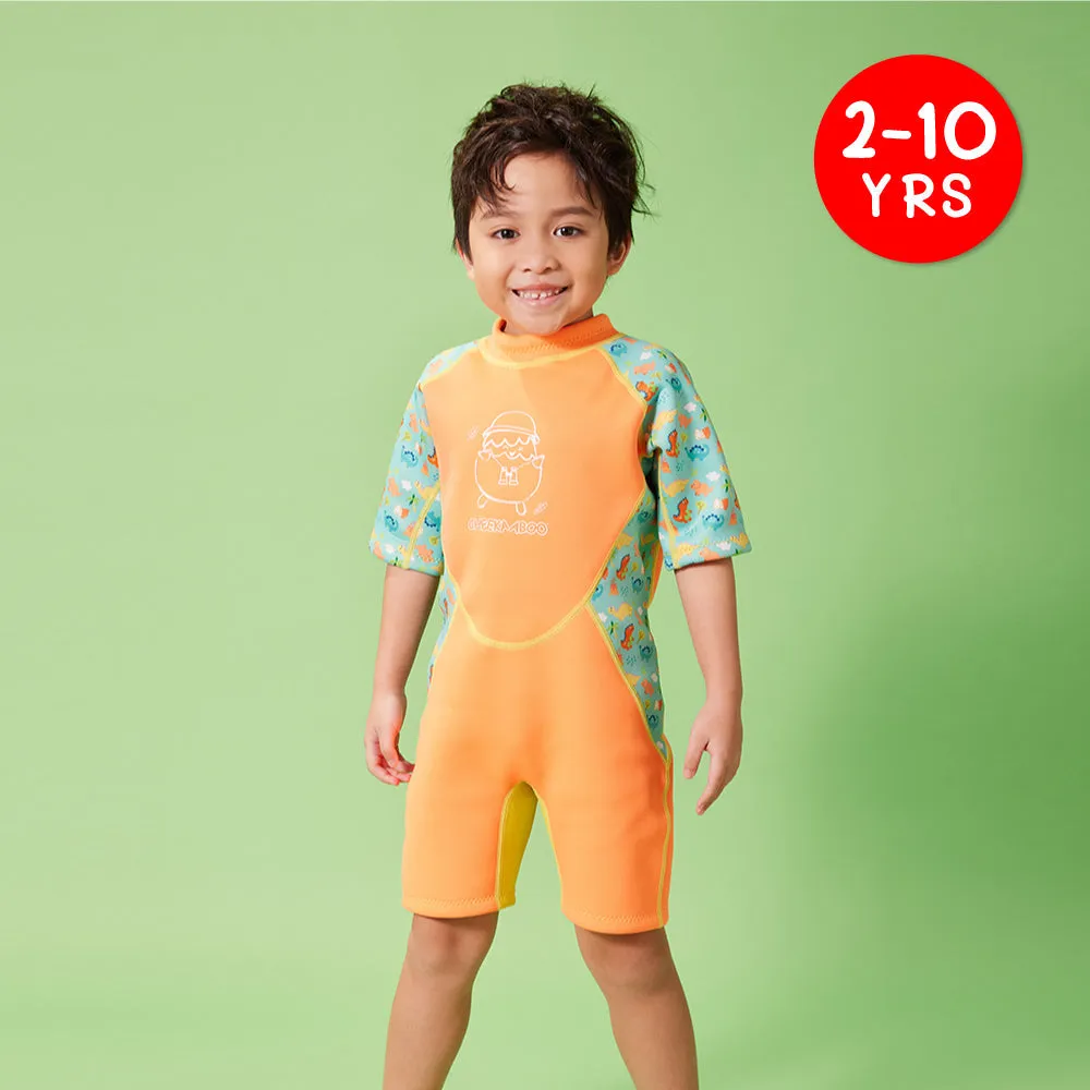 Kiddies Toddler Thermal Swimsuit UPF50  Orange Dino