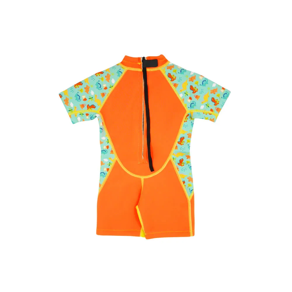 Kiddies Toddler Thermal Swimsuit UPF50  Orange Dino