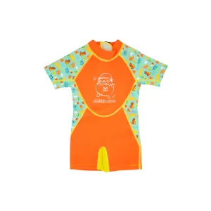 Kiddies Toddler Thermal Swimsuit UPF50  Orange Dino