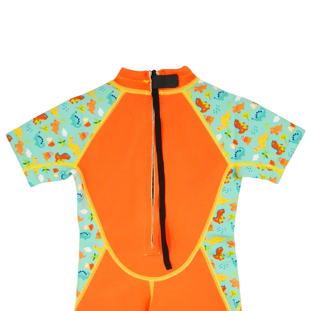 Kiddies Toddler Thermal Swimsuit UPF50  Orange Dino