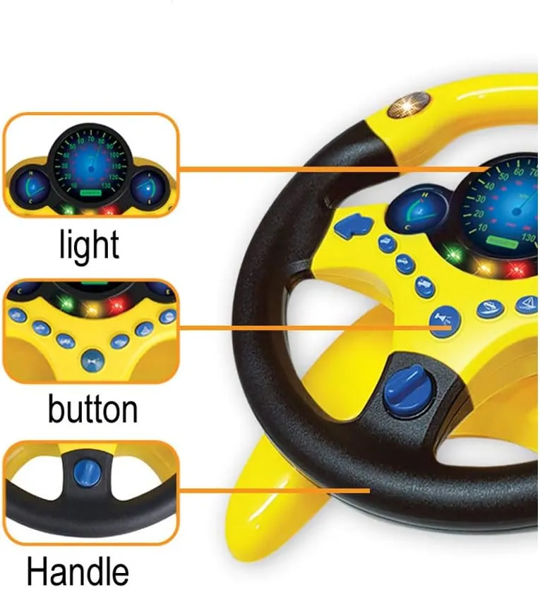 Kids Electric Early Education Simulation Steering Wheel Multifunctional High Simulation Car Driving Toy with Music and Light Pretend Driving Toy for Boys and Girls