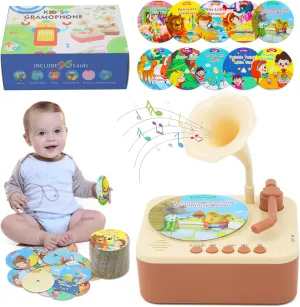 Kids Record Player, Kids Phonograph with 99 Cards, Story Telling & Songs & DIY Record, Toddler Music Toys Ideal for Boys Girls 3 4 5 Year Old