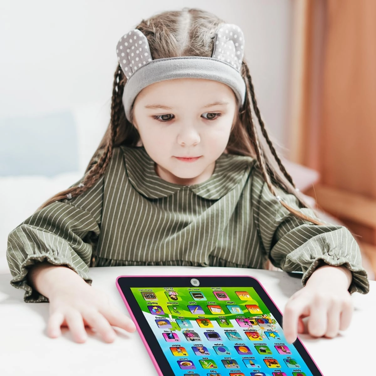 Kids Learning Pad/Tablet Interactive Toddler Toys with Words Numbers Alphabets Music Electronic Educational Toy for Preschool Boys & Girls 3-8 Years Old (Pink)