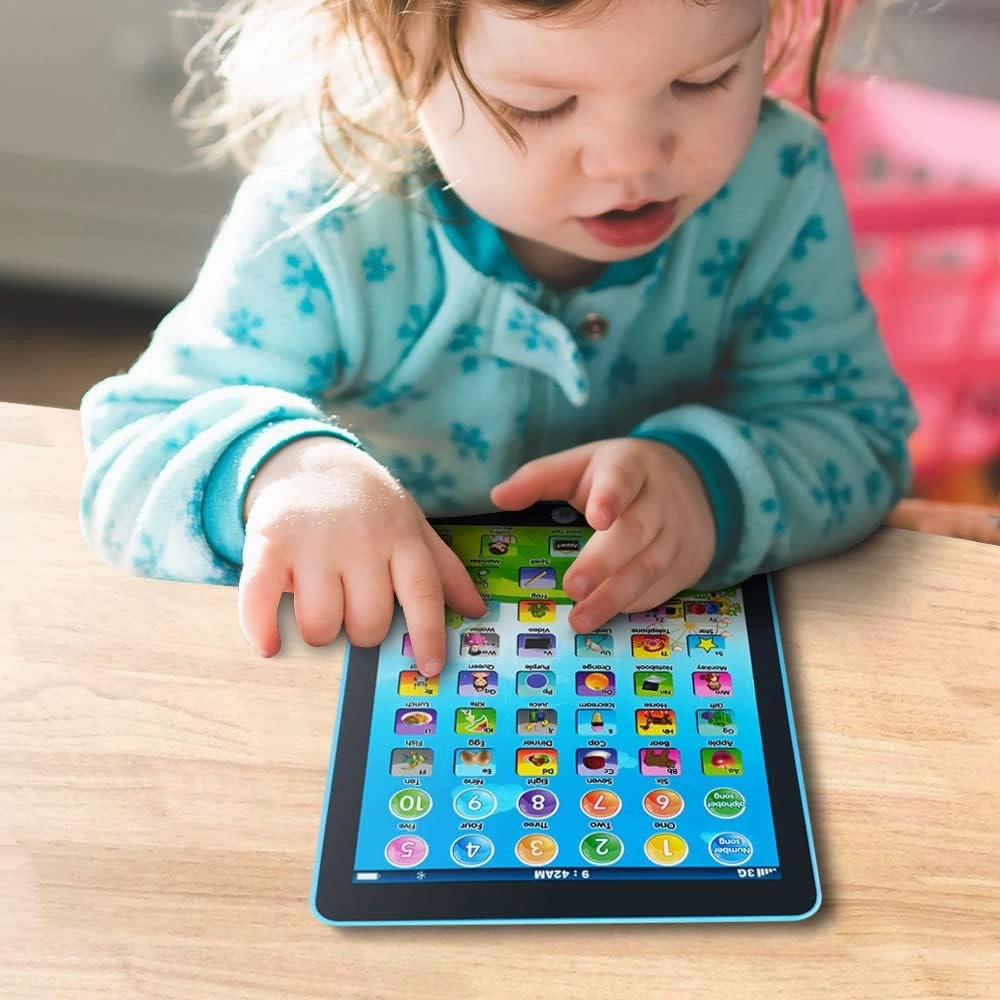 Kids Learning Pad/Tablet Interactive Toddler Toys with Words Numbers Alphabets Music English Electronic Educational Toy for Preschool Boys & Girls 3-8 Years Old (Blue)