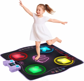 Kidzlane Dance Mat | Light Up Dance Pad with Wireless Bluetooth/AUX or Built in Music | Dance Game with 4 Game Modes | Gift Toy for Girls & Boys Ages 6 7 8 Years Old  