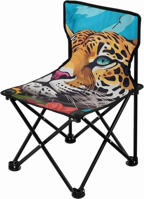 Kigai Folding Camping Chair Heavy Duty Chair Ultralight Compact Portable Beach Chair for Outdoor Camp, Hiking, Travel, Beach, Sporting Event and Picnic, Leopard