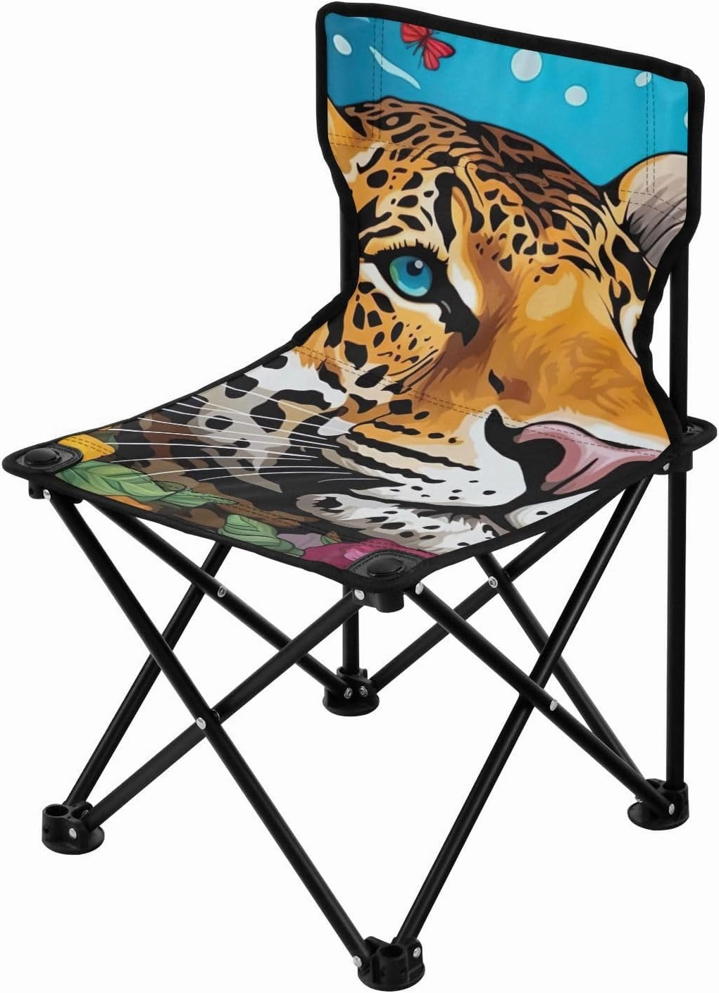 Kigai Folding Camping Chair Heavy Duty Chair Ultralight Compact Portable Beach Chair for Outdoor Camp, Hiking, Travel, Beach, Sporting Event and Picnic, Leopard