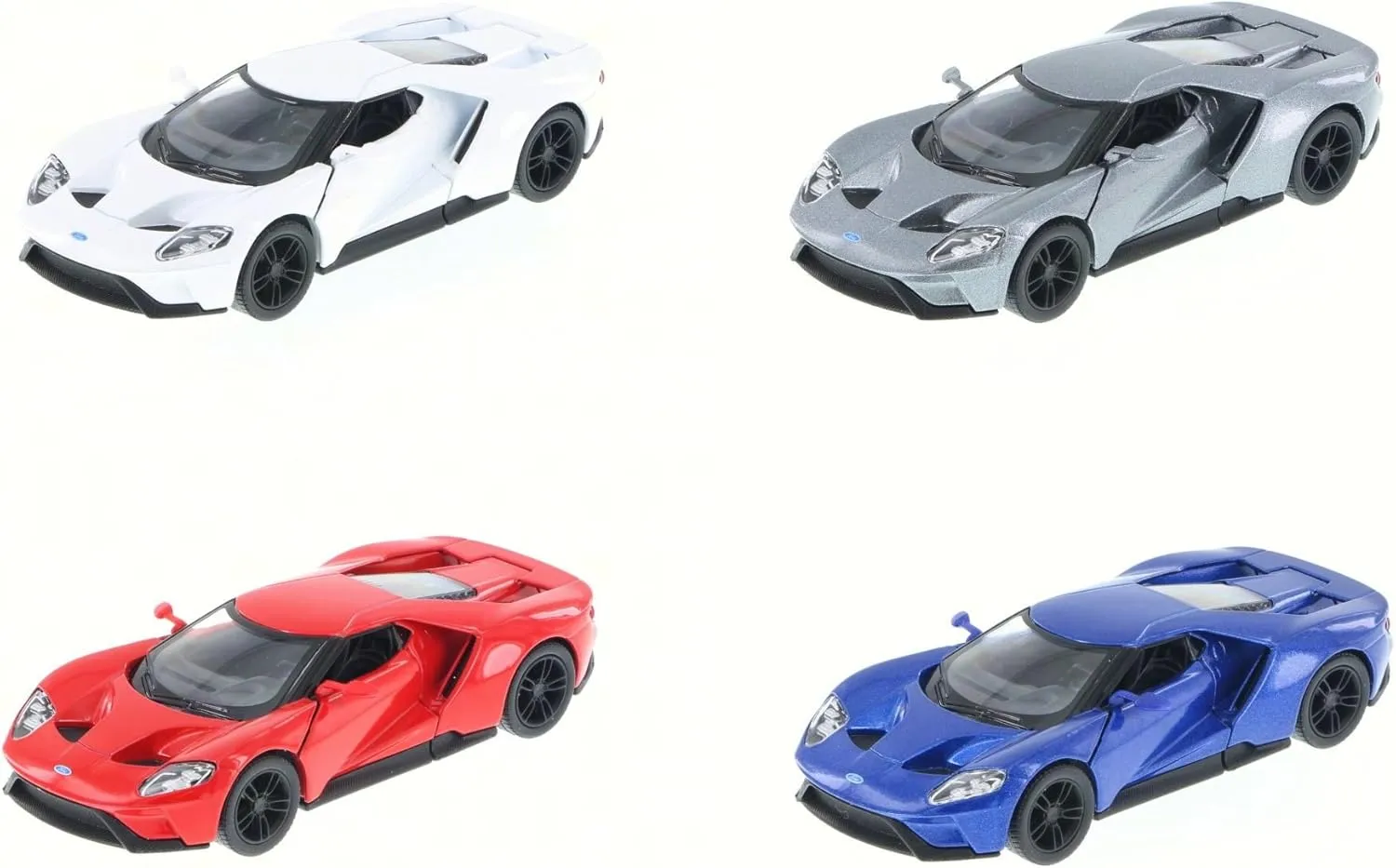 KiNSMART - 2017 Ford GT SetOf4 5" 1:38 Scale Die Cast Model Toy Super Car