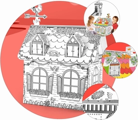 Kisangel 1 Set DIY Color Filling Assembled Model Villa Shape Puzzle for Creative Crafting Engaging Educational Activity Birthday Present