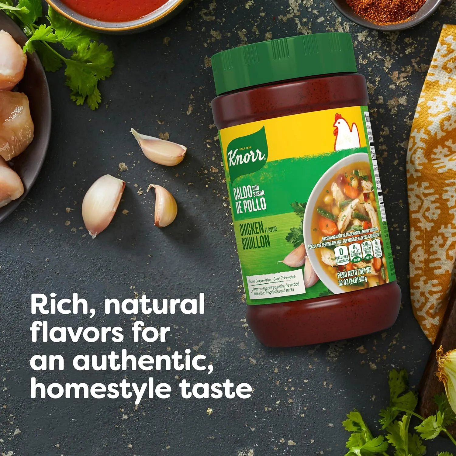 Knorr Granulated Chicken Flavor Bouillon For Sauces, Gravies And Soups Chicken Bouillon Fat And Cholesterol Free 2 lb 3 Pack