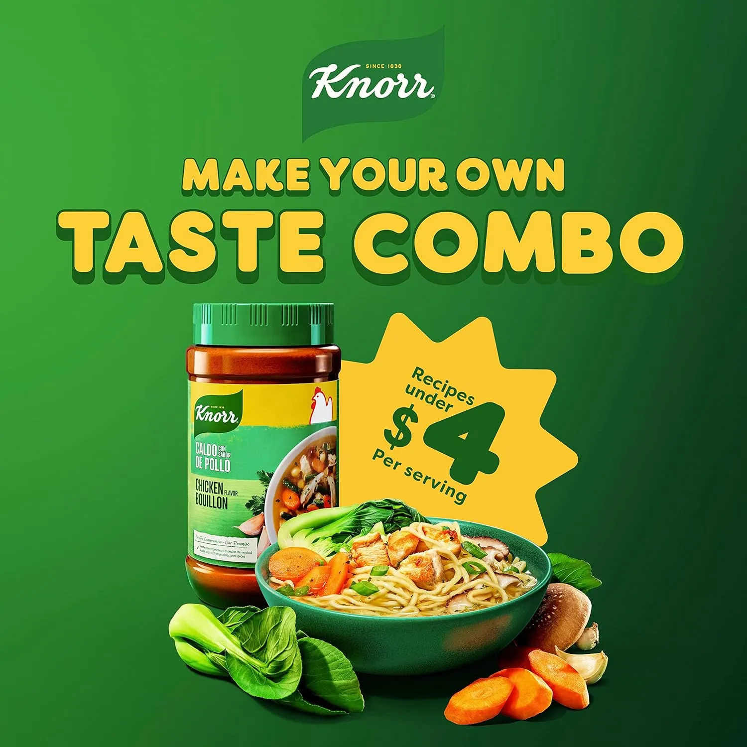 Knorr Granulated Chicken Flavor Bouillon For Sauces, Gravies And Soups Chicken Bouillon Fat And Cholesterol Free 2 lb 3 Pack