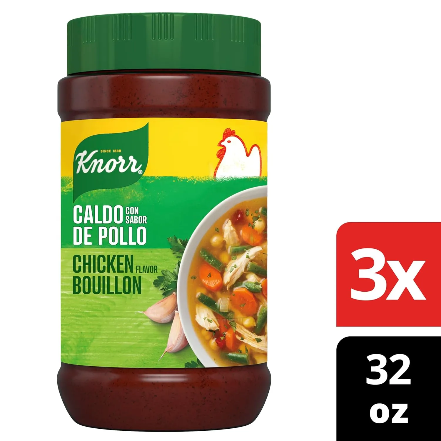 Knorr Granulated Chicken Flavor Bouillon For Sauces, Gravies And Soups Chicken Bouillon Fat And Cholesterol Free 2 lb 3 Pack