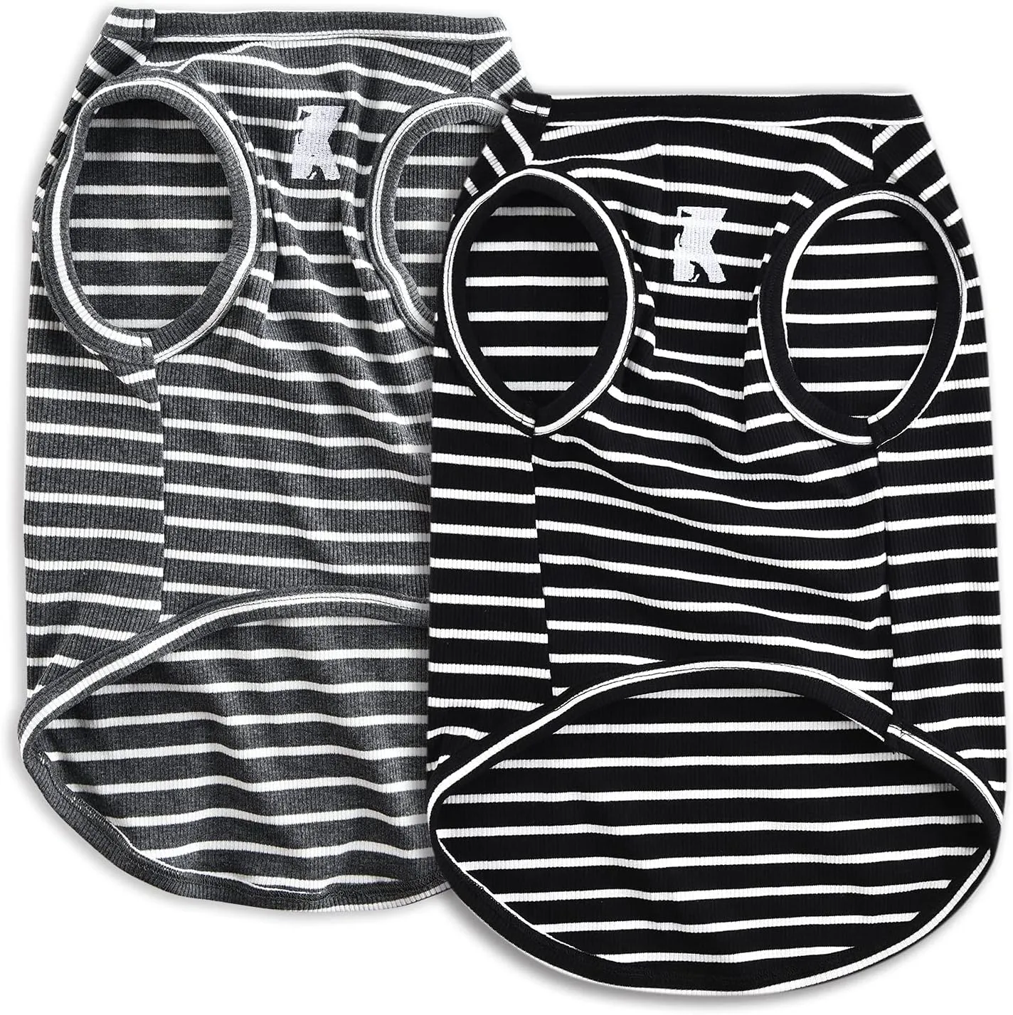 Koneseve Dog Shirt Vest Lightweight Stretchy Dog T-Shirts Soft Cool Shirts Sleeveless Stripe Vests Breathable Clothes for Puppy Kitty Cats Small Medium Large Dogs 2 Pack Black   Grey [ 3XL ]
