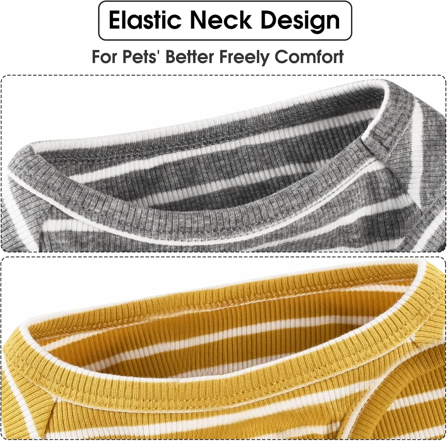 Koneseve Dog Shirt Vest Lightweight Stretchy Dog T-Shirts Soft Cool Shirts Sleeveless Stripe Vests Breathable Clothes for Puppy Kitty Cats Small Medium Large Dogs 2 Pack Yellow   Light Grey [ 3XL ]