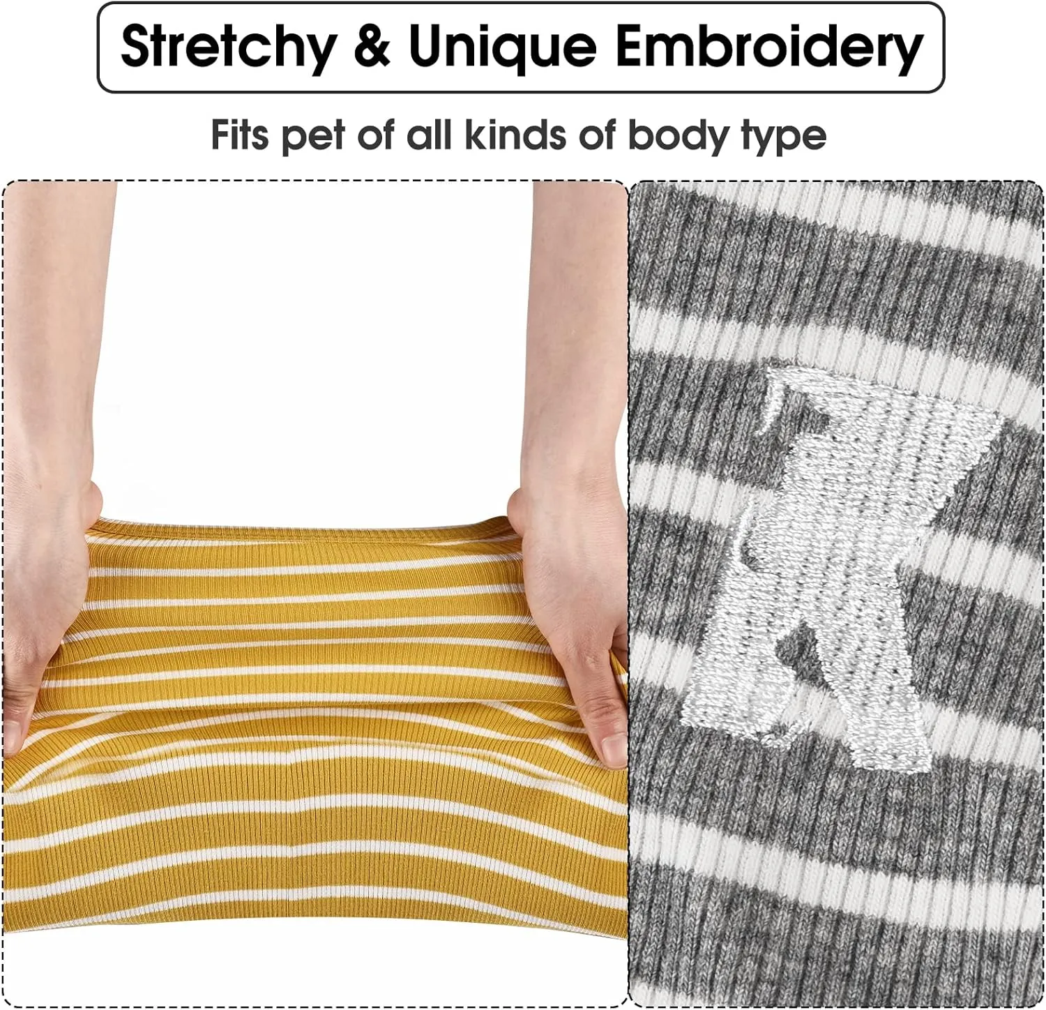 Koneseve Dog Shirt Vest Lightweight Stretchy Dog T-Shirts Soft Cool Shirts Sleeveless Stripe Vests Breathable Clothes for Puppy Kitty Cats Small Medium Large Dogs 2 Pack Yellow   Light Grey [ 3XL ]