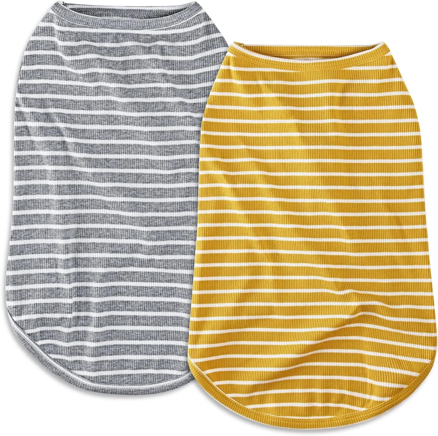 Koneseve Dog Shirt Vest Lightweight Stretchy Dog T-Shirts Soft Cool Shirts Sleeveless Stripe Vests Breathable Clothes for Puppy Kitty Cats Small Medium Large Dogs 2 Pack Yellow   Light Grey [ 3XL ]