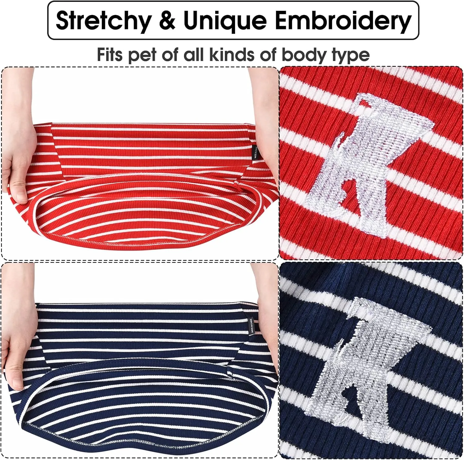 Koneseve Dog Shirt Vest Lightweight Stretchy Dog T-Shirts Soft Cool Sleeveless Stripe Vests Breathable Clothes for Puppy Kitty Cats Small Medium Large Dogs 2 Pack Red   Blue [ 3XL ]