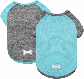KYEESE 2 Pack Dog Shirts Quick Dry Raglan Sleeve Soft Stretchy Dog T-Shirts with Reflective Label Pet Clothes for Small Dogs Sun Protection Pet Apparel, Large, Grey Blue