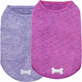 KYEESE 2 Pack Dog Shirts Quick Dry Soft Stretchy Sun Protection Dog T-Shirts with Reflective Label Tank Top Sleeveless Vest Pet Clothes for Small Medium Pet, Large, Purple Pink