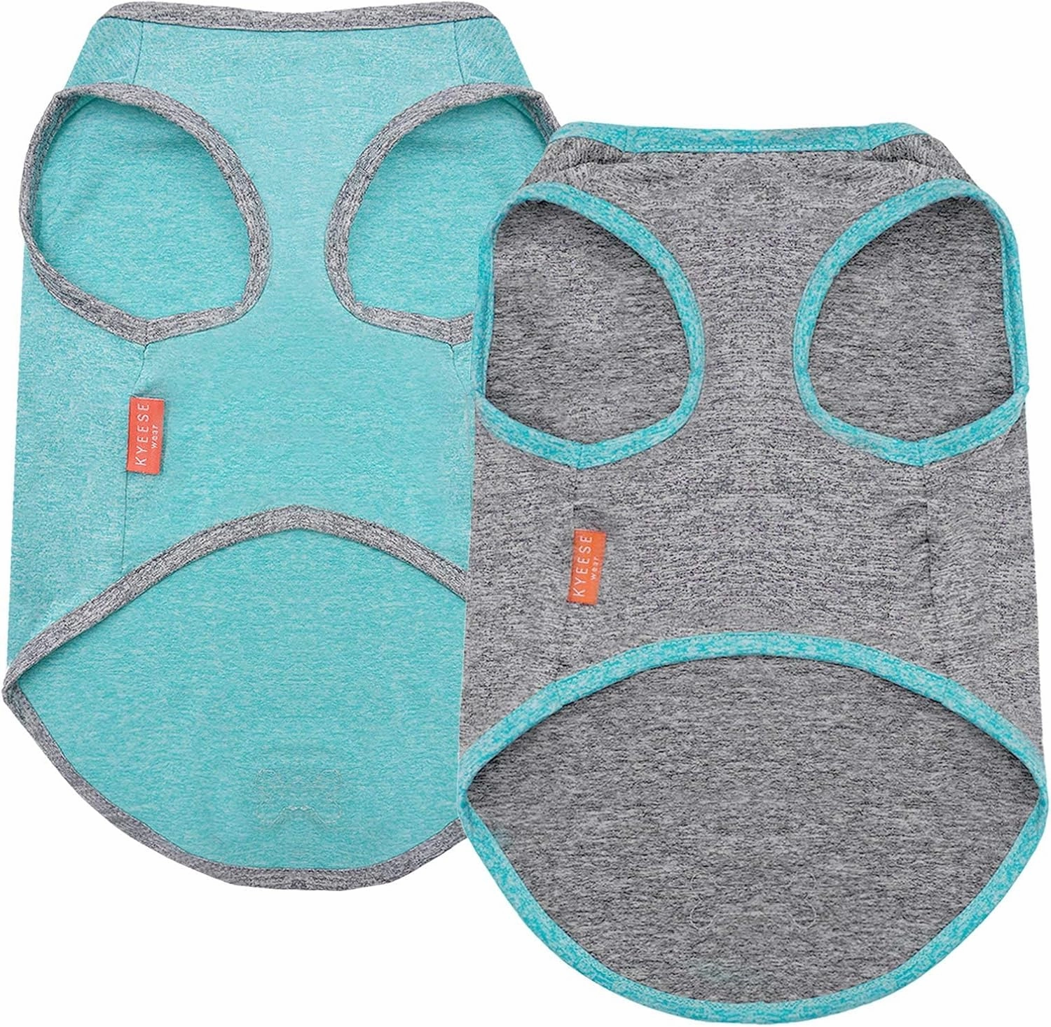 KYEESE 2 Pack Sun Protection Dog Shirts Quick Dry Soft Stretchy Dog T-Shirts with Reflective Label Tank Top Sleeveless Vest Pet Clothes for Small Medium Pet, Large, Grey Blue