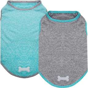 KYEESE 2 Pack Sun Protection Dog Shirts Quick Dry Soft Stretchy Dog T-Shirts with Reflective Label Tank Top Sleeveless Vest Pet Clothes for Small Medium Pet, Large, Grey Blue