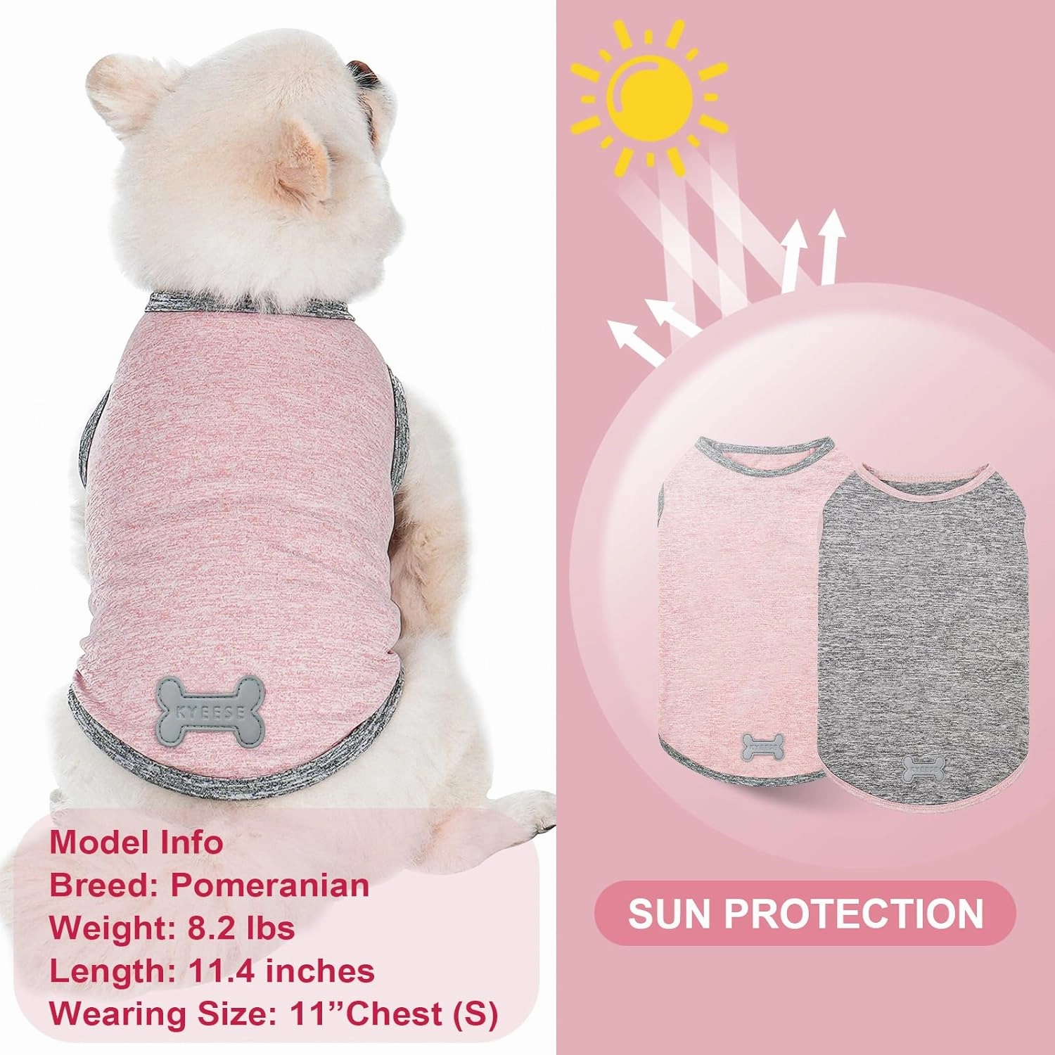 KYEESE 2Pack Dog Shirts Soft Tank Top Small Dog Shirt with Reflective Label Quick Dry Stretchy Sleeveless Vest Sun Protection Lightweight Pet Clothes, Large