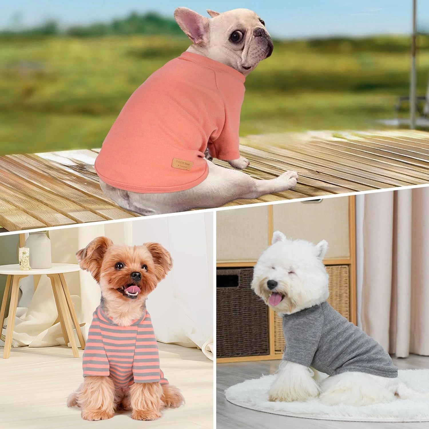 KYEESE 3 Pack Dog Sweaters - Soft Dog Sweatshirts with Stretchy Fleece for Small Dogs (Male, Female), Perfect for Dachshund & Small Breeds