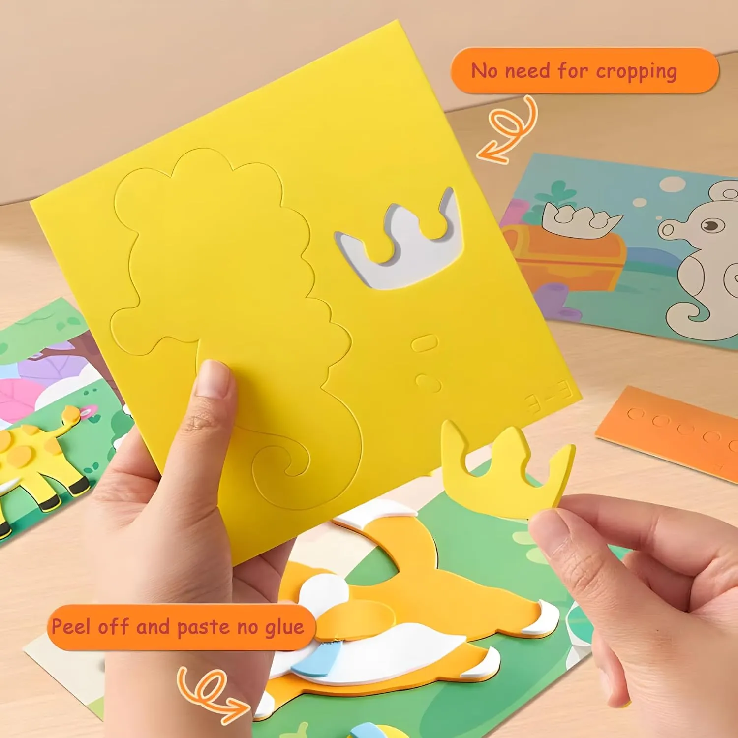 #L CGQ Style 16pcs 3D EVA Foam Sticker Puzzle – Parent-Child DIY Cartoon Animal Educational Toys (11.5"x8.2" Large) – Boost Kids' Spatial Skills & Family Fun!