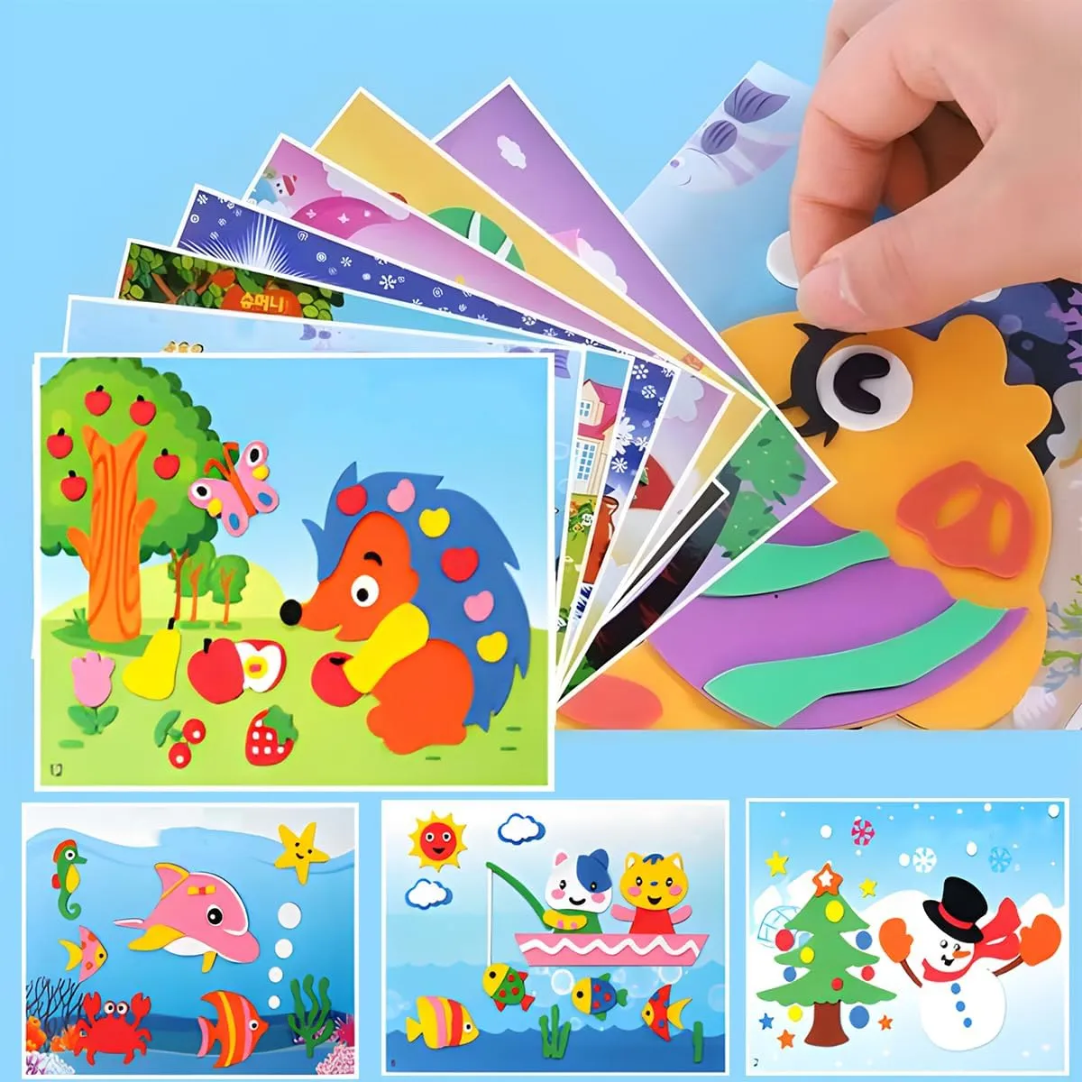 #L CGQ Style 16pcs 3D EVA Foam Sticker Puzzle – Parent-Child DIY Cartoon Animal Educational Toys (11.5"x8.2" Large) – Boost Kids' Spatial Skills & Family Fun!