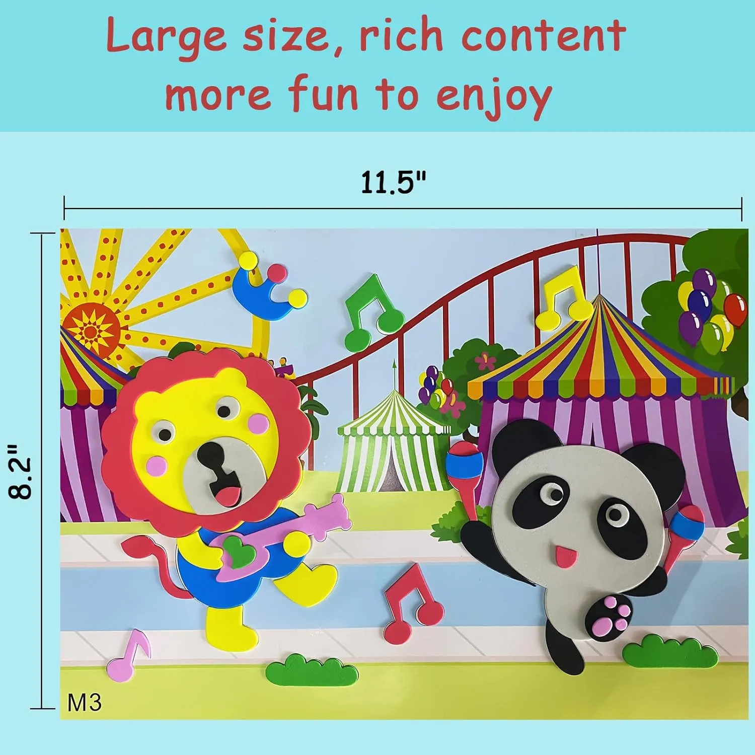 #L CGQ Style 16pcs 3D EVA Foam Sticker Puzzle – Parent-Child DIY Cartoon Animal Educational Toys (11.5"x8.2" Large) – Boost Kids' Spatial Skills & Family Fun!