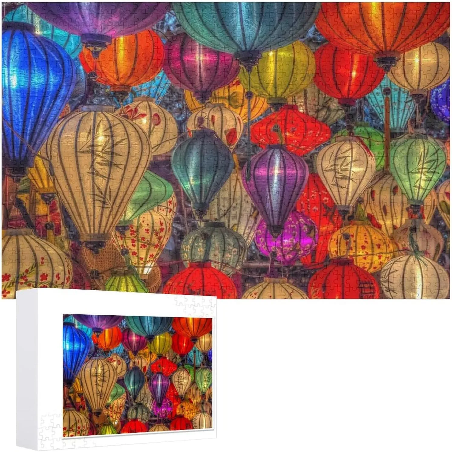 Lanterns in Hoi an City Vietnam Floating Lights Puzzle for Adults and Kids Difficult 500 Piece Jigsaw Puzzle Toy Fun Quarantine Gift Interactive Brain Teaser Challenge for Game Night 20.5x15 Inch