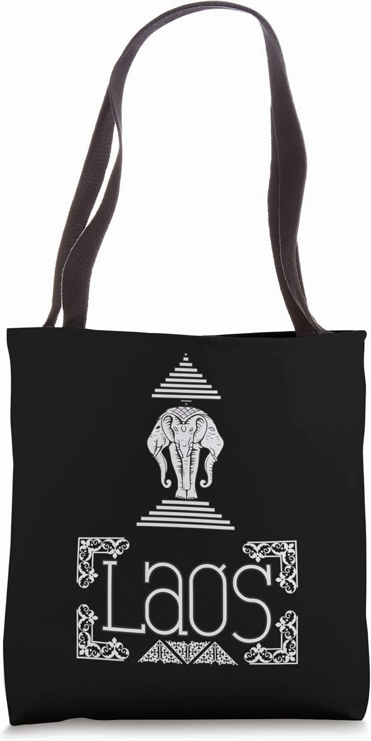 Laos Lao Laotian Proud Wild Elephants Former National Flag Tote Bag