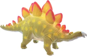 Large 20" Stegosaurus Rubber Dinosaur (Soft PVC Material) Green Yellow Prehistoric Sturdy Dino, Stands on its Own. Realistic Patterns and Colors.