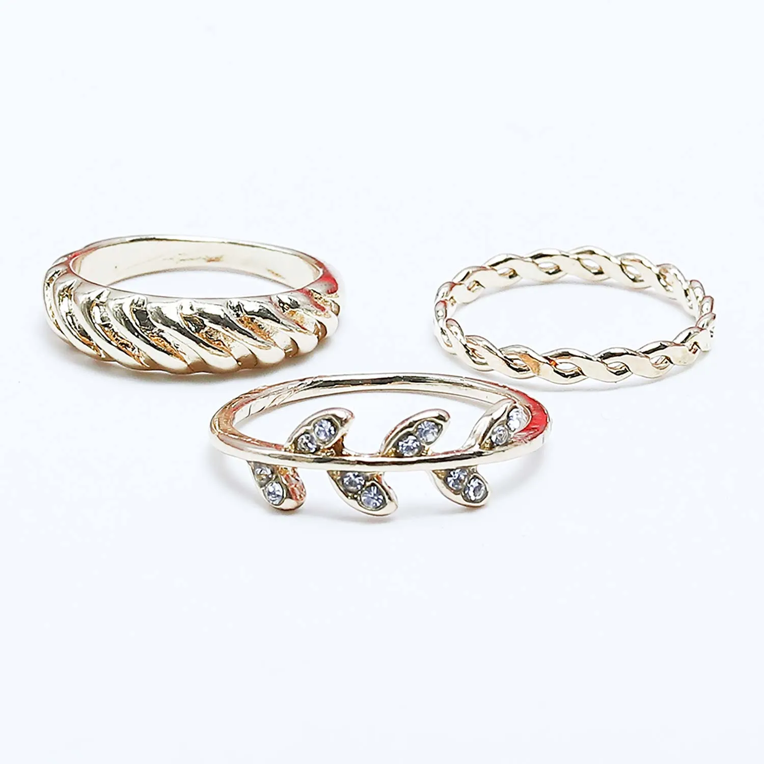 Leaf Earing Set Of Rings 3 Pcs (50106)  - Fluffy
