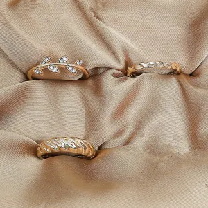 Leaf Earing Set Of Rings 3 Pcs (50106)  - Fluffy