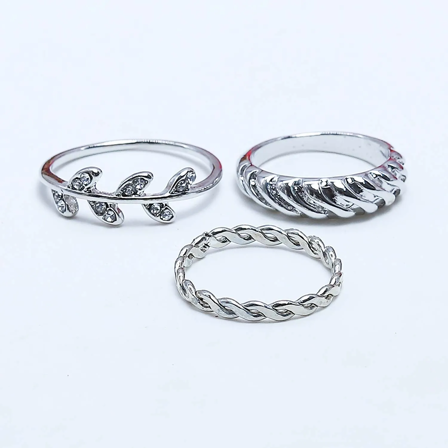 Leaf Earing Set Of Rings 3 Pcs (50106)  - Fluffy